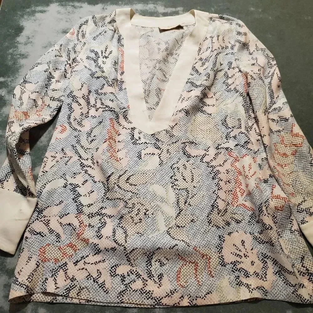 Tory Burch Dahlia Silk Jacquard Tunic  Sz 0